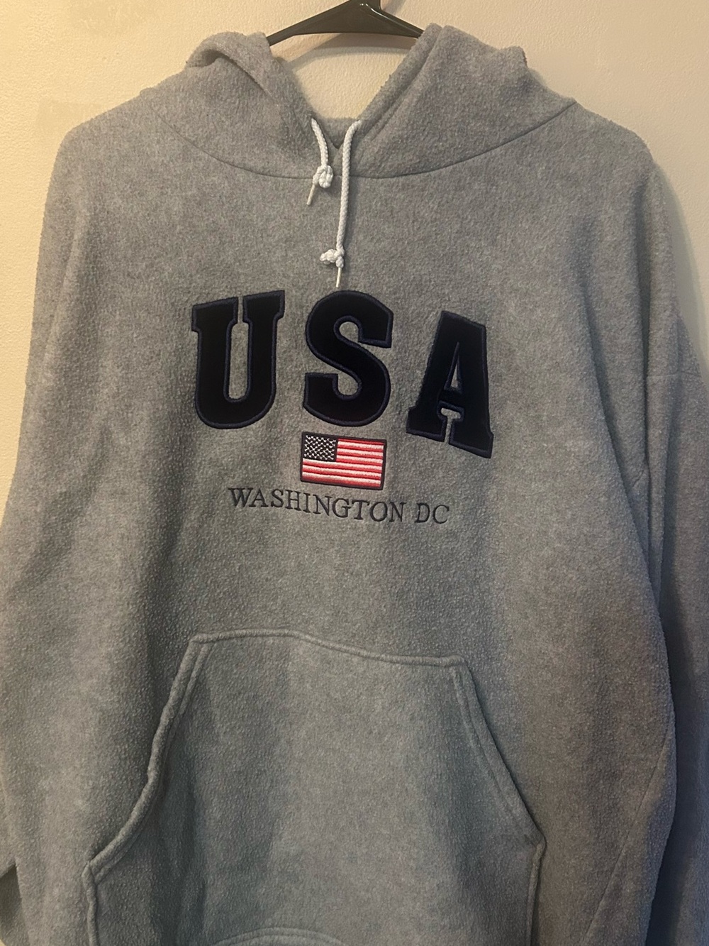 Grey USA Embroidered Hoodie - Washington DC Detail